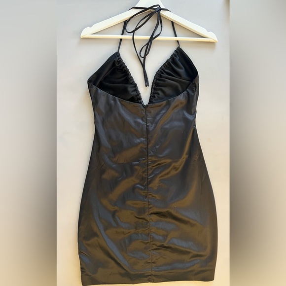 Tic Toc Black Halter Ruched Bodycon Mini Dress. Size Small. Like New! - Picture 5 of 5